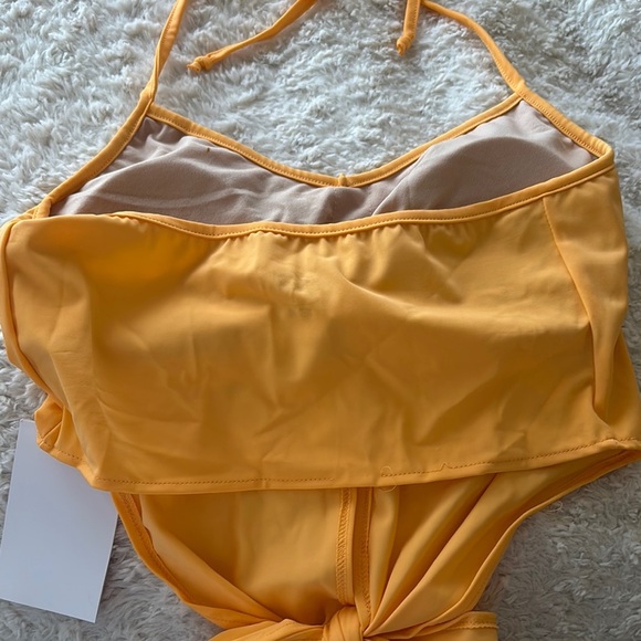 Kortni Jeane Women's Vibrant Orange Tie-Front Swim Top - Picture 3 of 4